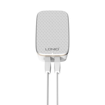 LDNIO A2204 2 in 1 12W Dual USB Interface Travel Charger Mobile Phone Charger with 8 Pin Data Cable, UK Plug - USB Charger by LDNIO | Online Shopping UK | buy2fix