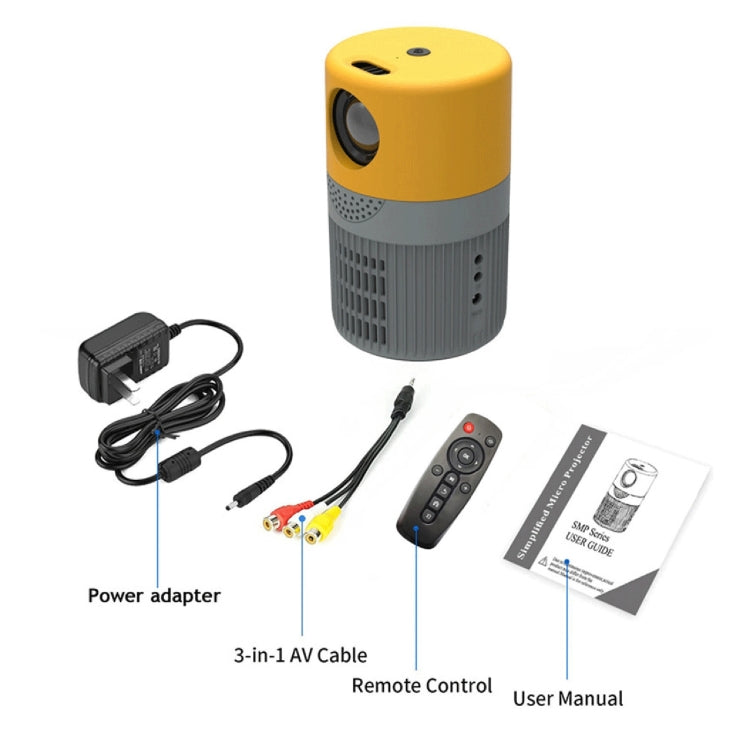 T400 3000 Lumens LED Mini Projector Support Wifi Screen Mirroring, Plug Type:UK Plug(Grey Yellow) - Mini Projector by buy2fix | Online Shopping UK | buy2fix