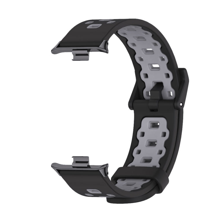 For Xiaomi Smart Band 9 Pro / 8 Pro Mijobs Square Hole Breathable Silicone Watch Band(Black Grey) - Watch Bands by MIJOBS | Online Shopping UK | buy2fix