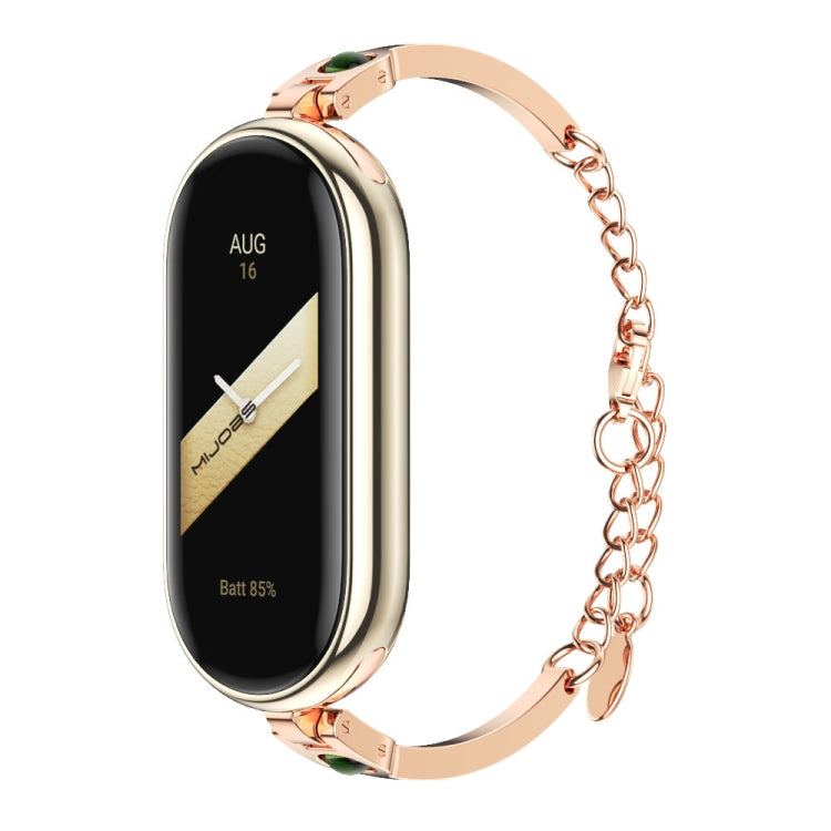 For Xiaomi Mi Band 8 / 9 / 9 NFC Mijobs Ruyi Beauty Bracelet Watch Band(Rose Gold Green) - Watch Bands by MIJOBS | Online Shopping UK | buy2fix