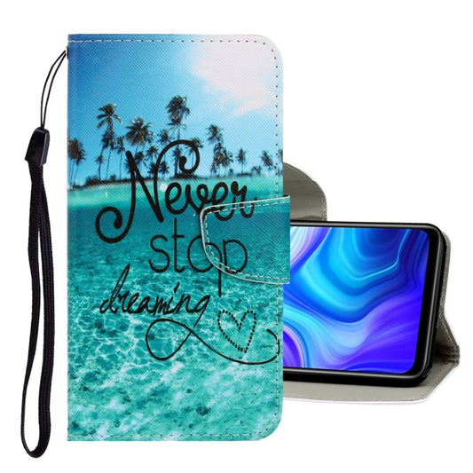 For Xiaomi Redmi 9A 3D Colored Drawing Horizontal Flip PU Leather Case with Holder & Card Slots & Wallet(Blue Coconut Grove) - Xiaomi Cases by buy2fix | Online Shopping UK | buy2fix