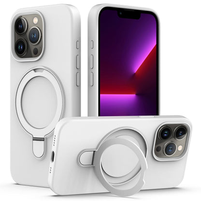 For iPhone 15 Pro Max MagSafe Magnetic Liquid Silicone Phone Case with Ring Holder(White) - iPhone 15 Pro Max Cases by buy2fix | Online Shopping UK | buy2fix