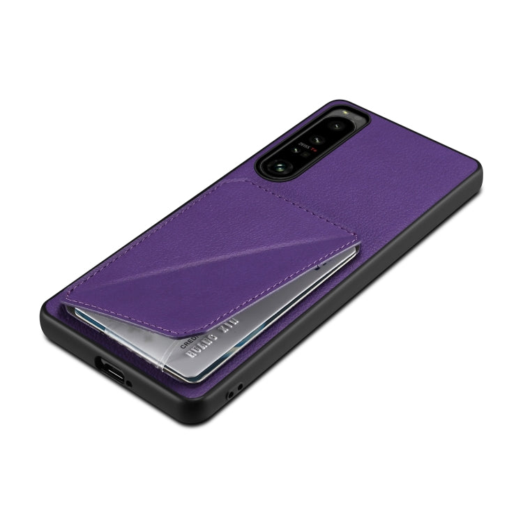 For Sony Xperia 5 III Denior Imitation Calf Leather Back Phone Case with Holder(Purple) - Sony Cases by Denior | Online Shopping UK | buy2fix