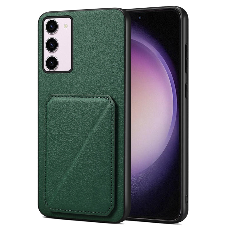 For Samsung Galaxy S23 5G Denior Imitation Calf Leather Back Phone Case with Holder(Green) - Galaxy S23 5G Cases by Denior | Online Shopping UK | buy2fix