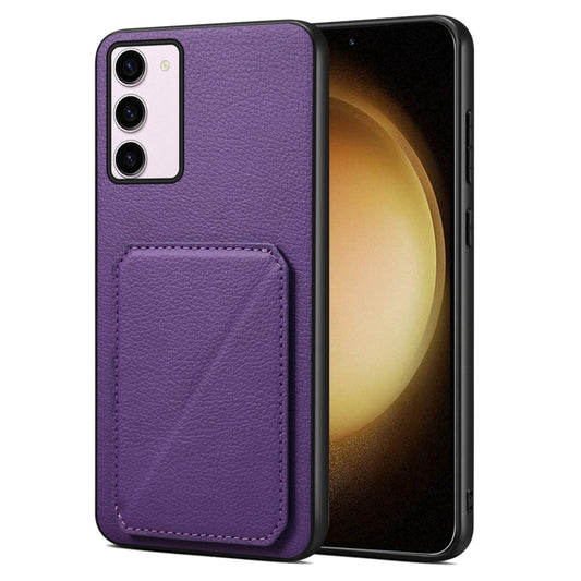 For Samsung Galaxy S23+ 5G Denior Imitation Calf Leather Back Phone Case with Holder(Purple) - Galaxy S23+ 5G Cases by Denior | Online Shopping UK | buy2fix