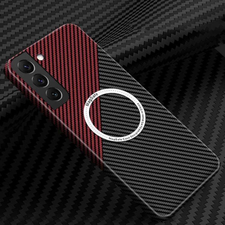 For Samsung Galaxy S24+ 5G Carbon Fiber Texture MagSafe Magnetic Phone Case(Black Red) - Galaxy S24+ 5G Cases by buy2fix | Online Shopping UK | buy2fix