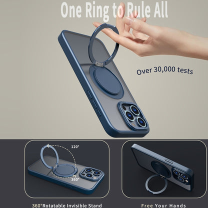 For iPhone 15 Pro Max 360-degree Rotating MagSafe Magnetic Holder Phone Case(Navy Blue) - iPhone 15 Pro Max Cases by buy2fix | Online Shopping UK | buy2fix