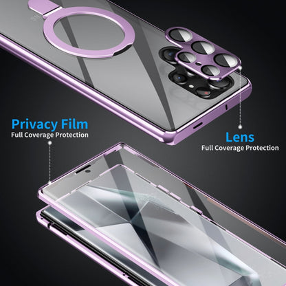 For Samsung Galaxy S23 Ultra 5G MagSafe Magnetic HD Frosted Tempered Glass Holder Phone Case(Purple) - Galaxy S23 Ultra 5G Cases by buy2fix | Online Shopping UK | buy2fix