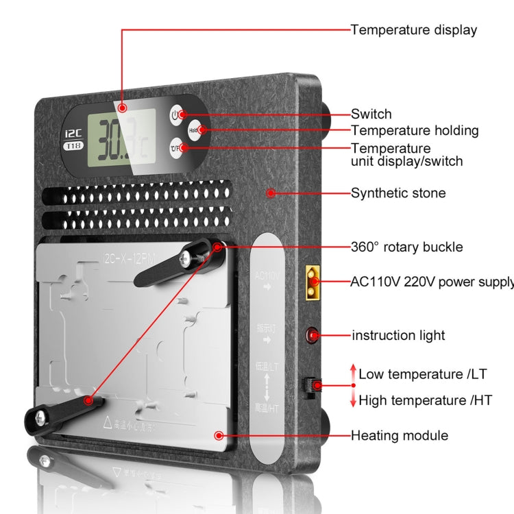 i2C T18 LCD Display PCB Motherboard Layered Desoldering Station For iPhone X-15 Pro Max with Glue Removal Module, US Plug - Repair Platform by i2C | Online Shopping UK | buy2fix