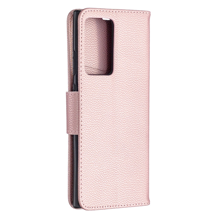 For Samsung Galaxy Note20 Ultra Litchi Texture Pure Color Horizontal Flip Leather Case with Holder & Card Slots & Wallet & Lanyard(Rose Gold) - Samsung Accessories by buy2fix | Online Shopping UK | buy2fix