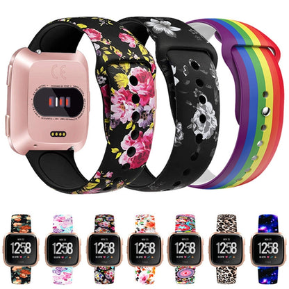 For Fitbit Versa 2 / Lite 22mm Reverse Buckle Printed Silicone Watch Band(Color Skull) - Watch Bands by buy2fix | Online Shopping UK | buy2fix