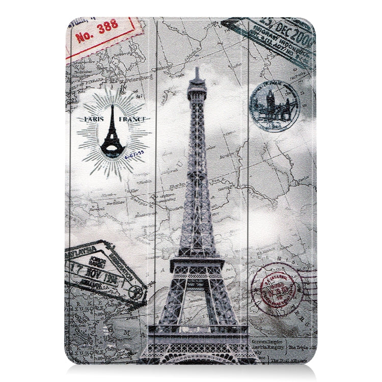 For iPad Air 2022 / 2020 10.9 Colored Drawing Horizontal Flip Leather Case with Three-folding Holder & Sleep / Wake-up Function(Eiffel Tower) - Apple Accessories by buy2fix | Online Shopping UK | buy2fix