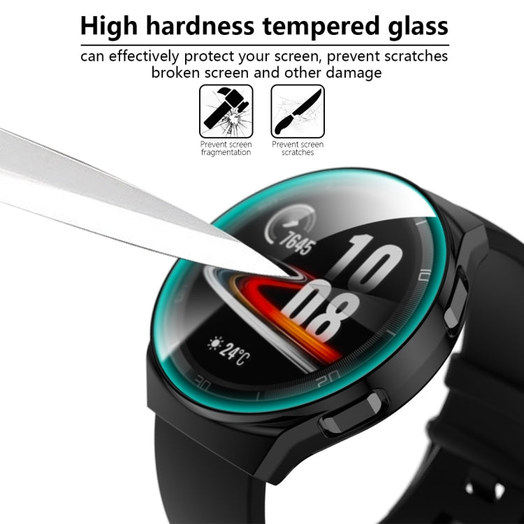 For Huawei Watch GT2e 2 in 1  Tempered Glass Screen Protector + Fully Plating PC Case(Black) - Smart Wear by buy2fix | Online Shopping UK | buy2fix