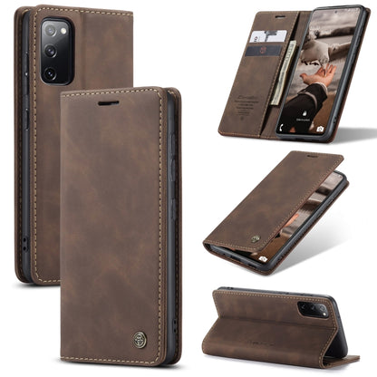 For Samsung Galaxy S20 FE CaseMe 013 Multifunctional Horizontal Flip Leather Case with Holder & Card Slot & Wallet(Coffee) - Galaxy S20 FE Cases by CaseMe | Online Shopping UK | buy2fix