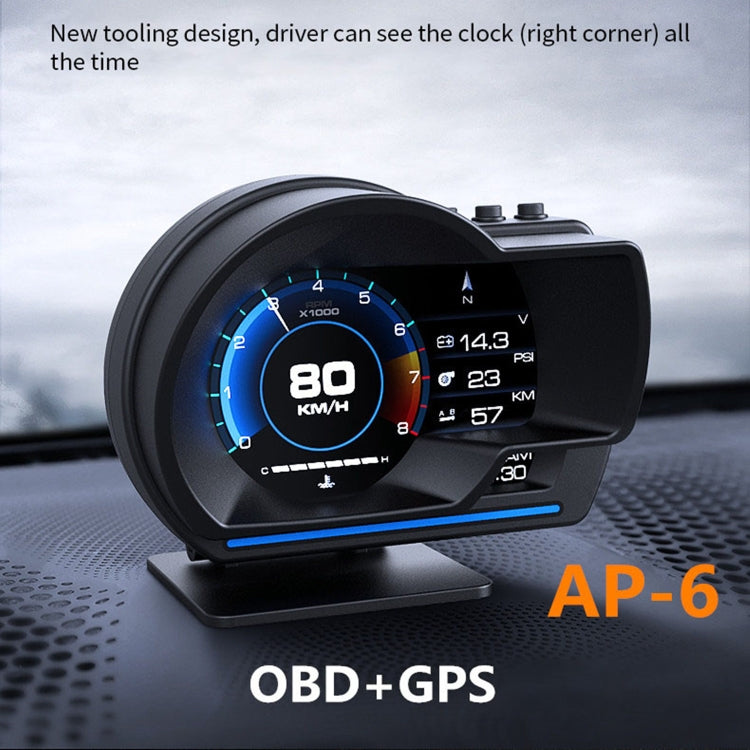 AP-6 Car HUD Head-up Display OBD GPS Driving Computer Code Table - Head Up Display System by buy2fix | Online Shopping UK | buy2fix