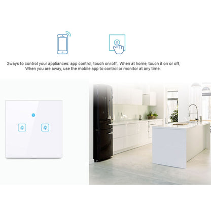 WS-UK-01 EWeLink APP & Touch Control 2A 1 Gang Tempered Glass Panel Smart Wall Switch, AC 90V-250V, UK Plug - Consumer Electronics by buy2fix | Online Shopping UK | buy2fix