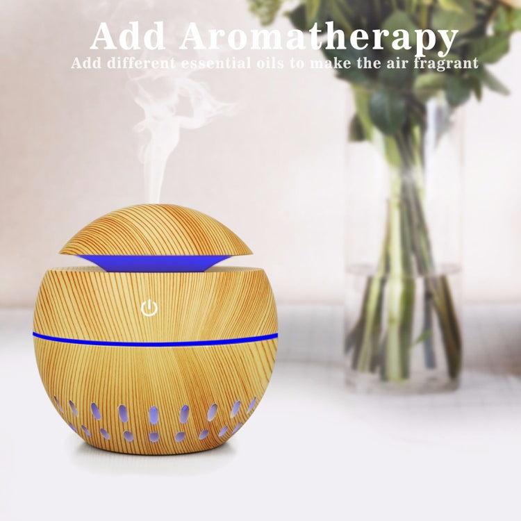 Wood Grain USB Hollowed-out Humidifier Seven Color Aromatherapy Lamp Automatic Alcohol Sprayer with Remote Control(Pink) - Home & Garden by buy2fix | Online Shopping UK | buy2fix