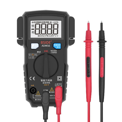 BSIDE ADMS6 High-precision Fully Automatic Small Digital Intelligent Multimeter with HD Digital Display & Shockproof Cover, Support Function Range Switch & Double-sided Pen Holder (Black) - Consumer Electronics by buy2fix | Online Shopping UK | buy2fix