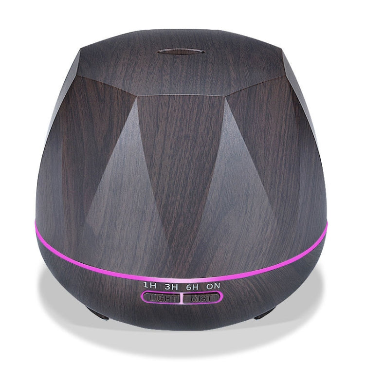 Diamond Wood Grain Remote Control Ultrasonic Humidifier Aromatherapy Machine Automatic Alcohol Sprayer with LED Lights, Capacity: 400mL, UK Plug (Dark Wood Color) - Home & Garden by buy2fix | Online Shopping UK | buy2fix