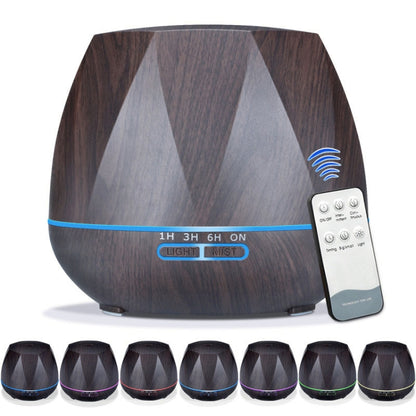 Diamond Wood Grain Remote Control Ultrasonic Humidifier Aromatherapy Machine Automatic Alcohol Sprayer with LED Lights, Capacity: 400mL, UK Plug (Dark Wood Color) - Home & Garden by buy2fix | Online Shopping UK | buy2fix