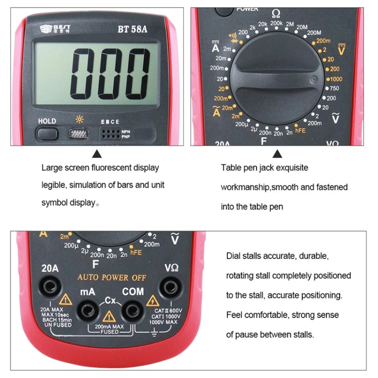 Repair Tools for Mobile & Tablet, BEST-58A Multi Function Digital Multimeter - Current & Voltage Tester by BEST | Online Shopping UK | buy2fix