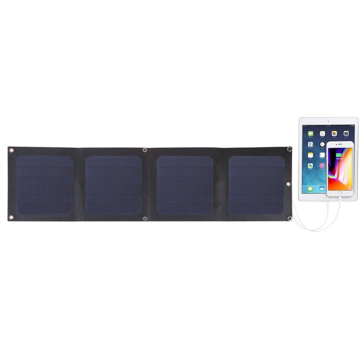 HAWEEL 14W 4-Fold ETFE Solar Panel Charger with 5V / 2.1A Max Dual USB Ports, Support QC3.0 and AFC(Black) - Charger by HAWEEL | Online Shopping UK | buy2fix