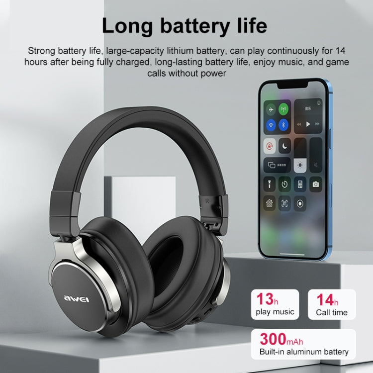 awei A710BL Foldable ANC Noise Cancelling Bluetooth Wireless Headset (Grey) - Headset & Headphone by awei | Online Shopping UK | buy2fix