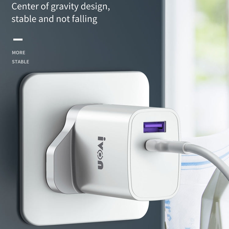 IVON AD52 18W USB-C / Type-C + USB Dual Port PD Fast Charge(EU Plug) - USB Charger by IVON | Online Shopping UK | buy2fix