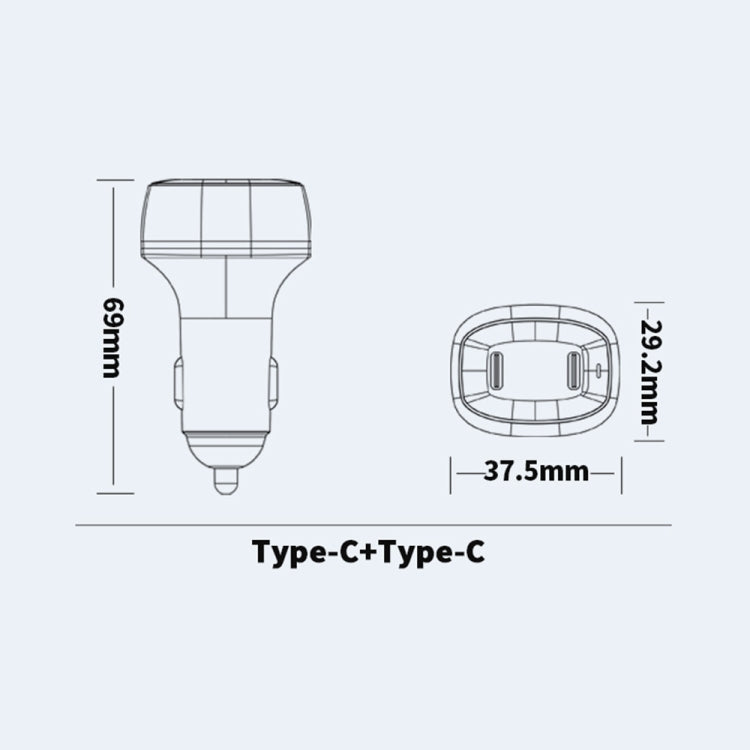 ACC-580 Dual Ports PD 60W Fast Charging Car Charger(Black) - In Car by buy2fix | Online Shopping UK | buy2fix