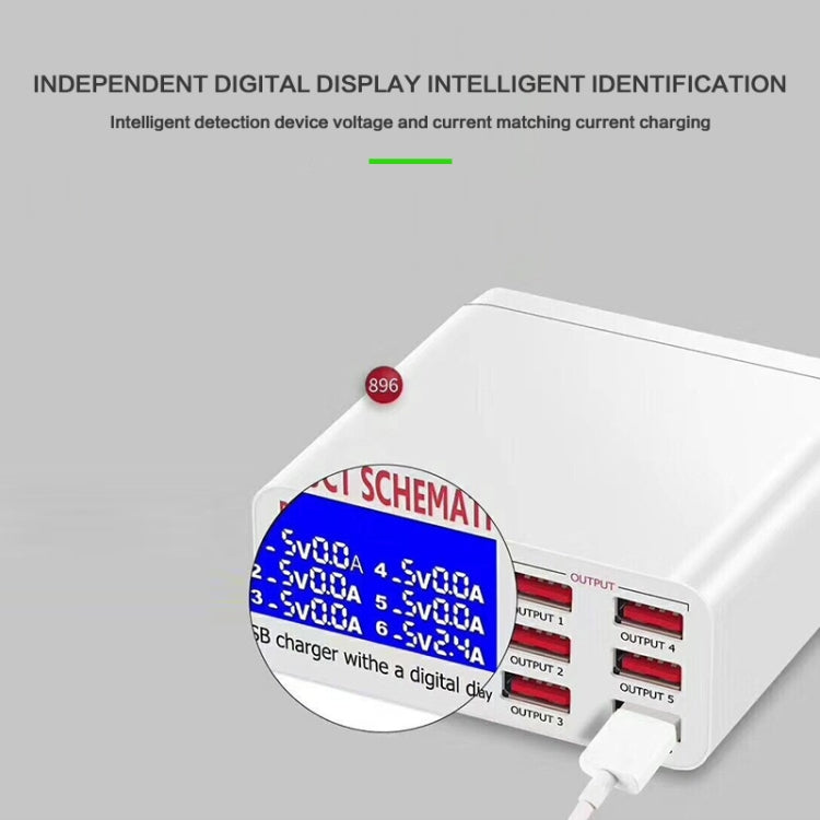 899 30W QC 3.0 6 USB Ports Fast Charger with LCD Digital Display, EU Plug - Multifunction Charger by buy2fix | Online Shopping UK | buy2fix