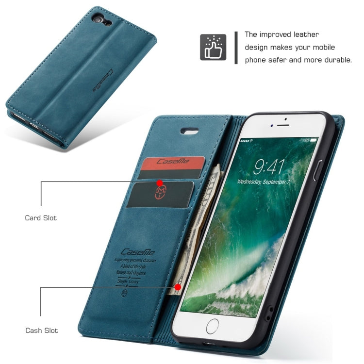 CaseMe-013 Multifunctional Retro Frosted Horizontal Flip Leather Case for iPhone 7 / 8, with Card Slot & Holder & Wallet(Blue) - More iPhone Cases by CaseMe | Online Shopping UK | buy2fix