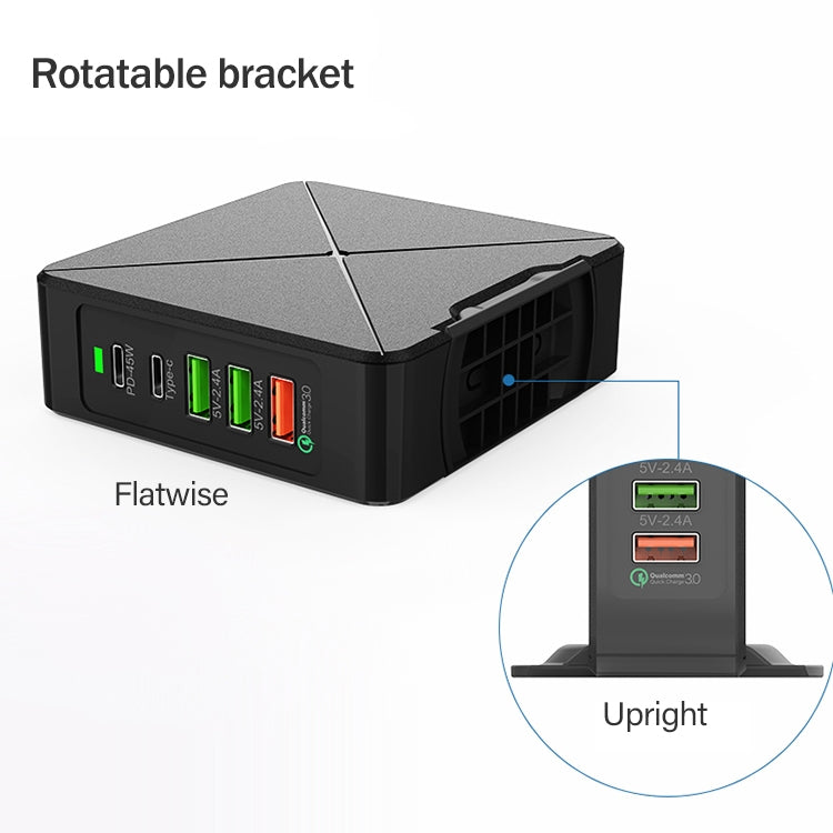 F88 3 x USB + 2 x USB-C / Type-C Ports QC3.0 Desktop Charger - Multifunction Charger by buy2fix | Online Shopping UK | buy2fix