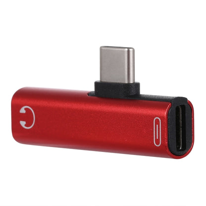 2 in 1 USB-C / Type-C Male to USB-C / Type-C Female 3.5mm Jack Charging Listening Adapter(Red) - Mobile Accessories by buy2fix | Online Shopping UK | buy2fix