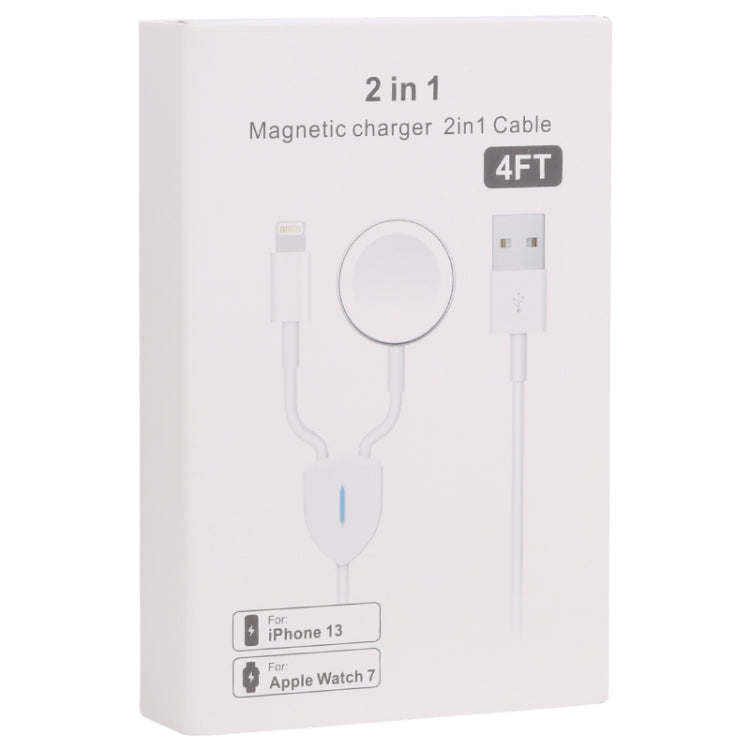 2 in 1 USB to 8 Pin + + Magnetic Watch Wireless Charger Data Cable, Cable Length: 1.2m - 2 in 1 Cable by buy2fix | Online Shopping UK | buy2fix