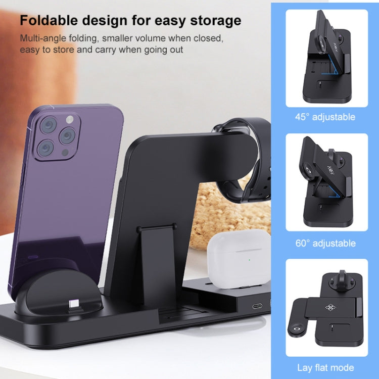 6 in 1 Multifunctional Foldable Vertical Wireless Charger (Black) - Wireless Charger by buy2fix | Online Shopping UK | buy2fix