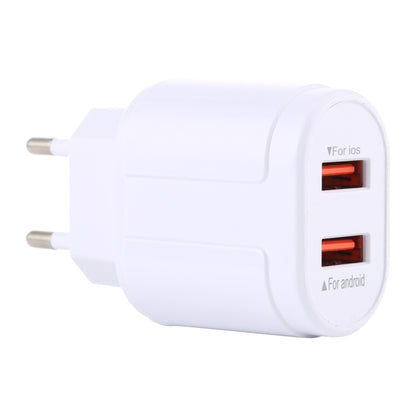 LZ-022 5V 2.4A Dual USB Ports Travel Charger, EU Plug (White) - Apple Accessories by buy2fix | Online Shopping UK | buy2fix