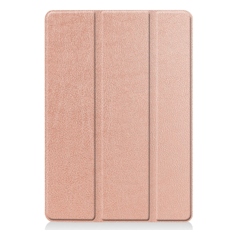 For iPad 10.2 Custer Texture Horizontal Flip Smart PU Leather Case with Sleep / Wake-up Function & Three-folding Holder (Rose Gold) - iPad 10.2 Cases by buy2fix | Online Shopping UK | buy2fix