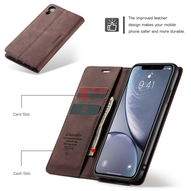 For iPhone XR CaseMe-013 Multifunctional Retro Frosted Horizontal Flip Leather Case with Card Slot & Holder & Wallet(Coffee) - More iPhone Cases by CaseMe | Online Shopping UK | buy2fix