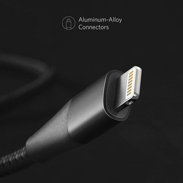 ANKER A8452 Powerline+ II USB to 8 Pin Apple MFI Certificated Nylon Pullable Carts Charging Data Cable, Length: 0.9m(Black) - MFI Cable by ANKER | Online Shopping UK | buy2fix