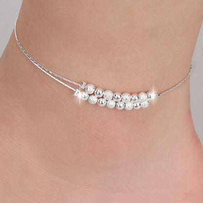 Simple Fashion Frosted Bead Personality Silver Plated Anklet(Silver) - Anklets by buy2fix | Online Shopping UK | buy2fix