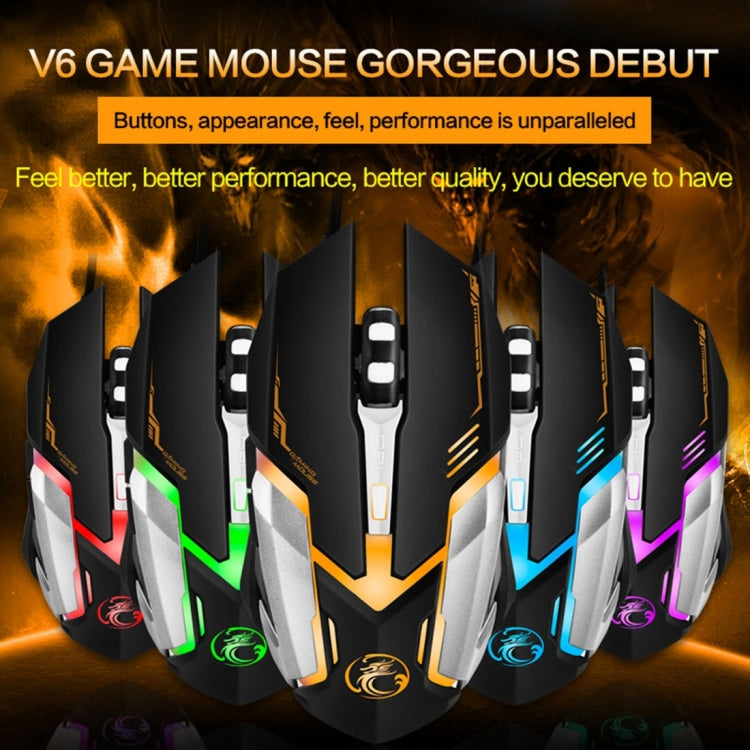 iMICE V6 LED Colorful Light USB 6 Buttons 3200 DPI Wired Optical Gaming Mouse for Computer PC Laptop(Black) - Wired Mice by iMICE | Online Shopping UK | buy2fix