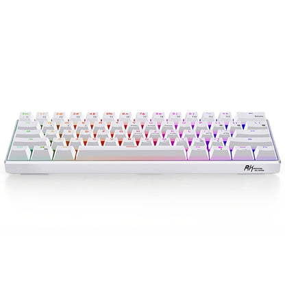 RK61 61 Keys Bluetooth / 2.4G Wireless / USB Wired Three Modes Brown Switch Tablet Mobile Gaming Mechanical Keyboard with RGB Backlight, Cable Length: 1.5m (White) - Wired Keyboard by buy2fix | Online Shopping UK | buy2fix