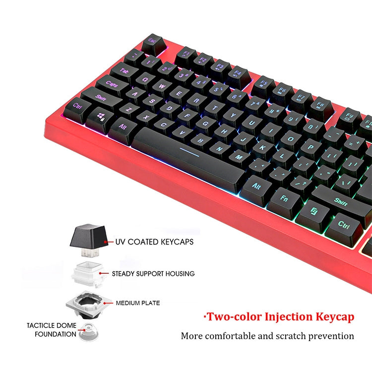 PK-870 USB Port RGB Lighting Mechanical Gaming Wired Keyboard(Red) - Wired Keyboard by buy2fix | Online Shopping UK | buy2fix