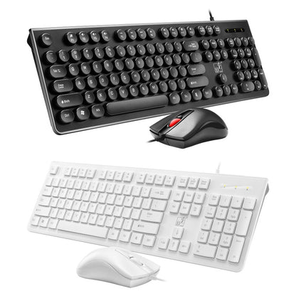 ZGB S500 Round Keycap Wired Keyboard + Mouse Set (Black) - Wired Keyboard by Chasing Leopard | Online Shopping UK | buy2fix