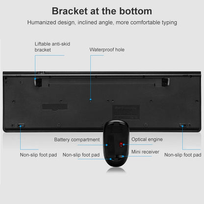 ZGB 8810 Mute Wireless Keyboard + Mouse Set (Black) - Wireless Keyboard by Chasing Leopard | Online Shopping UK | buy2fix