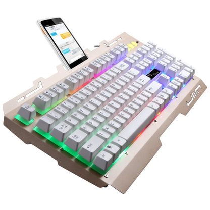 ZGB G700 104 Keys USB Wired Mechanical Feel Glowing Metal Panel Suspension Gaming Keyboard with Phone Holder(Gold) - Wired Keyboard by buy2fix | Online Shopping UK | buy2fix