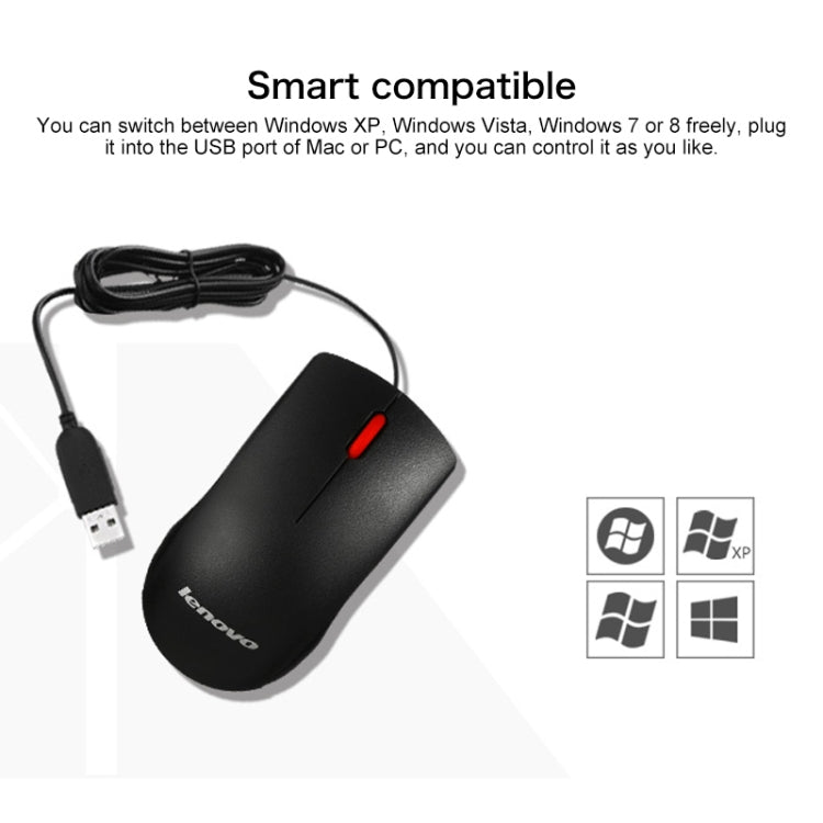 Lenovo M120 Pro Fashion Office Red Dot Wired Mouse (Black) - Wired Mice by Lenovo | Online Shopping UK | buy2fix