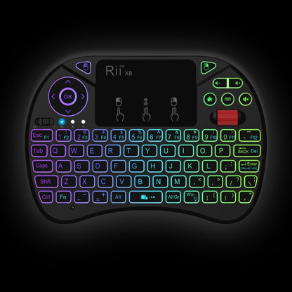 Rii X8 RT716 2.4GHz Mini Wireless QWERTY 71 Keys Keyboard, 2.5 inch Touchpad Combo with Backlight(Black) - MINI PC Accessories & Gadgets by buy2fix | Online Shopping UK | buy2fix