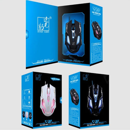 Chasing Leopard V10 USB 6-keys 2400DPI Four-speed Adjustable Steel Mesh Backlight Wired Optical Gaming Mouse, Length: 1.45m(Jet Black) - Computer & Networking by Chasing Leopard | Online Shopping UK | buy2fix