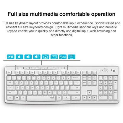 Logitech MK295 USB Wireless Silence Keyboard Mouse Set (White) - Wireless Keyboard by Logitech | Online Shopping UK | buy2fix